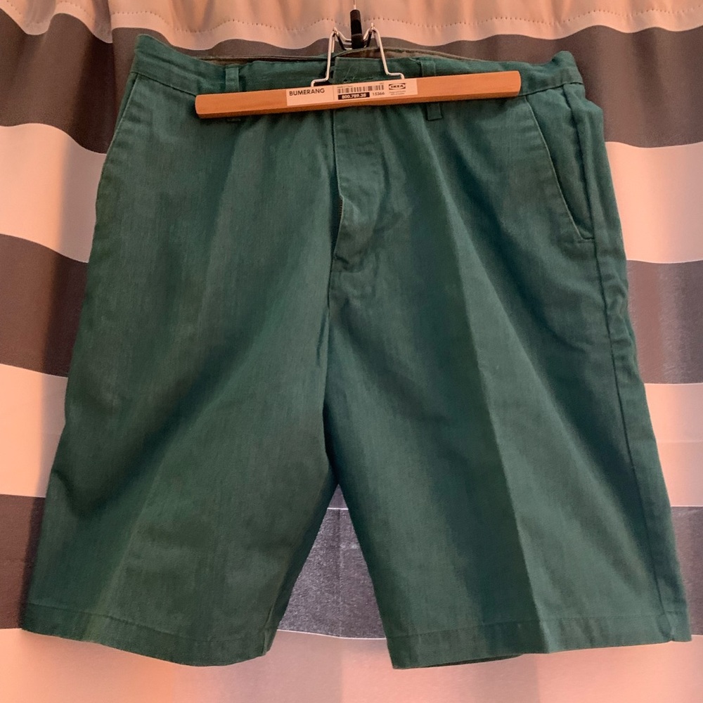 Green chino shorts